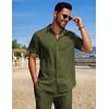 COOFANDY Men’s Summer Beach Outfits 2 Piece Short Sets Shirts and Shorts Vacation Texture Linen Sets for Men(Army Green)