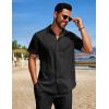 COOFANDY Men’s Summer Beach Outfits 2 Piece Short Sets Shirts and Shorts Vacation Texture Linen Sets for Men(Black)
