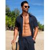 COOFANDY Men’s Summer Beach Outfits 2 Piece Short Sets Shirts and Shorts Vacation Texture Linen Sets for Men(Blue Purple)