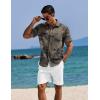 COOFANDY Men’s Summer Beach Outfits 2 Piece Short Sets Shirts and Shorts Vacation Texture Linen Sets for Men(Green-white)