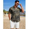 COOFANDY Men’s Summer Beach Outfits 2 Piece Short Sets Shirts and Shorts Vacation Texture Linen Sets for Men(Green-white)