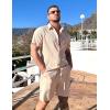 COOFANDY Men’s Summer Beach Outfits 2 Piece Short Sets Shirts and Shorts Vacation Texture Linen Sets for Men(Light Brown)
