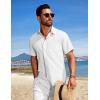 COOFANDY Men’s Summer Beach Outfits 2 Piece Short Sets Shirts and Shorts Vacation Texture Linen Sets for Men(White)