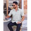 COOFANDY Mens Wrinkle Free Dress Shirt Polka Dot Short Sleeve Button Down Business Casual Shirts(White-blue Plus Sign)