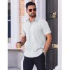 COOFANDY Mens Wrinkle Free Dress Shirt Polka Dot Short Sleeve Button Down Business Casual Shirts(White-blue Plus Sign)