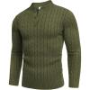 COOFANDY Men Casual Knit Sweater Quarter Button Henley Long Sleeve Slim Fit Twisted Pullover Sweater(Army Green)