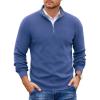 COOFANDY Mens Quarter Zip Pullover Slim Fit Lightweight Sweater Casual Mock Neck Knit Polo Sweater(Gray Blue)