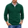 COOFANDY Mens Quarter Zip Pullover Slim Fit Lightweight Sweater Casual Mock Neck Knit Polo Sweater(Green)