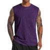 COOFANDY Men’s Sleeveless Shirts Cotton Workout Tank Tops Muscle Cut Off Shirt Summer Beach Casual Oversized Washed Tee(Purple)