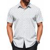 COOFANDY Mens Wrinkle Free Dress Shirt Polka Dot Short Sleeve Button Down Business Casual Shirts(White-blue Plus Sign)