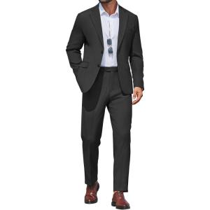 COOFANDY Men’s 2 Piece Suit Slim Fit Two Buttons Dress Suits Solid Jacket and Pants Set Tuxedo for Wedding Prom Business(Black)