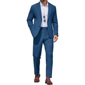 COOFANDY Men’s 2 Piece Suit Slim Fit Two Buttons Dress Suits Solid Jacket and Pants Set Tuxedo for Wedding Prom Business(Navy Blue)