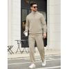 COOFANDY Men’s Sweatsuits 2 Piece Set Quarter Zip Pullover with Wide Leg Sweatpants Matching Tracksuit(Beige)
