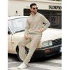 COOFANDY Men’s Sweatsuits 2 Piece Set Quarter Zip Pullover with Wide Leg Sweatpants Matching Tracksuit(Beige)