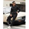 COOFANDY Men’s Sweatsuits 2 Piece Set Quarter Zip Pullover with Wide Leg Sweatpants Matching Tracksuit(Black)