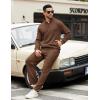 COOFANDY Men’s Sweatsuits 2 Piece Set Quarter Zip Pullover with Wide Leg Sweatpants Matching Tracksuit(Brown)