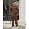 COOFANDY Men’s Sweatsuits 2 Piece Set Quarter Zip Pullover with Wide Leg Sweatpants Matching Tracksuit(Brown)
