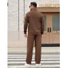 COOFANDY Men’s Sweatsuits 2 Piece Set Quarter Zip Pullover with Wide Leg Sweatpants Matching Tracksuit(Brown)