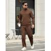 COOFANDY Men’s Sweatsuits 2 Piece Set Quarter Zip Pullover with Wide Leg Sweatpants Matching Tracksuit(Brown)