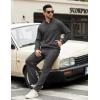 COOFANDY Men’s Sweatsuits 2 Piece Set Quarter Zip Pullover with Wide Leg Sweatpants Matching Tracksuit(Dark Grey)