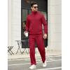 COOFANDY Men’s Sweatsuits 2 Piece Set Quarter Zip Pullover with Wide Leg Sweatpants Matching Tracksuit(Deep Red)