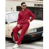 COOFANDY Men’s Sweatsuits 2 Piece Set Quarter Zip Pullover with Wide Leg Sweatpants Matching Tracksuit(Deep Red)