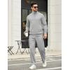COOFANDY Men’s Sweatsuits 2 Piece Set Quarter Zip Pullover with Wide Leg Sweatpants Matching Tracksuit(Light Grey)