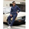 COOFANDY Men’s Sweatsuits 2 Piece Set Quarter Zip Pullover with Wide Leg Sweatpants Matching Tracksuit(Navy)