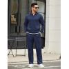 COOFANDY Men’s Sweatsuits 2 Piece Set Quarter Zip Pullover with Wide Leg Sweatpants Matching Tracksuit(Navy)