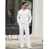 COOFANDY Men’s Sweatsuits 2 Piece Set Quarter Zip Pullover with Wide Leg Sweatpants Matching Tracksuit(White)