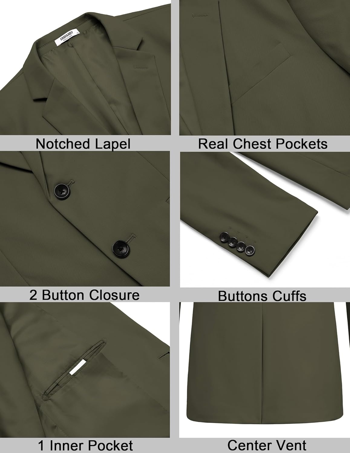imageCOOFANDY Mens Sport Coat Casual Slim Fit Blazer Jacket Lightweight Two Button Suit JacketsArmy Green