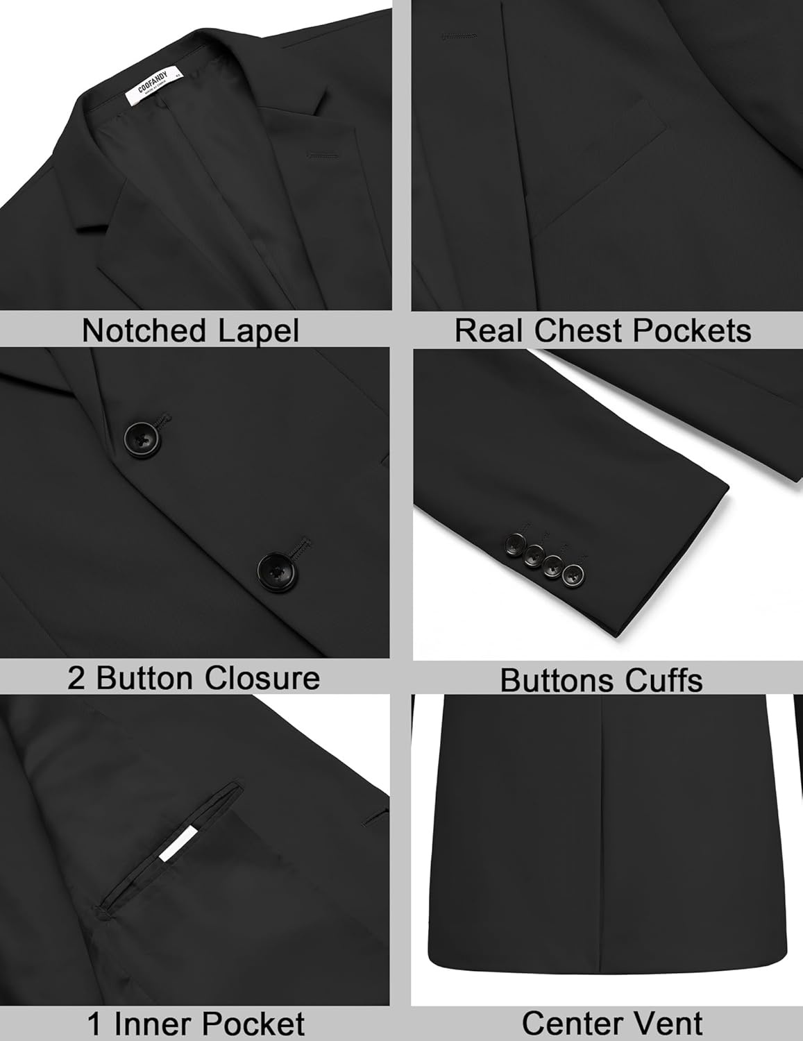 imageCOOFANDY Mens Sport Coat Casual Slim Fit Blazer Jacket Lightweight Two Button Suit JacketsBlack