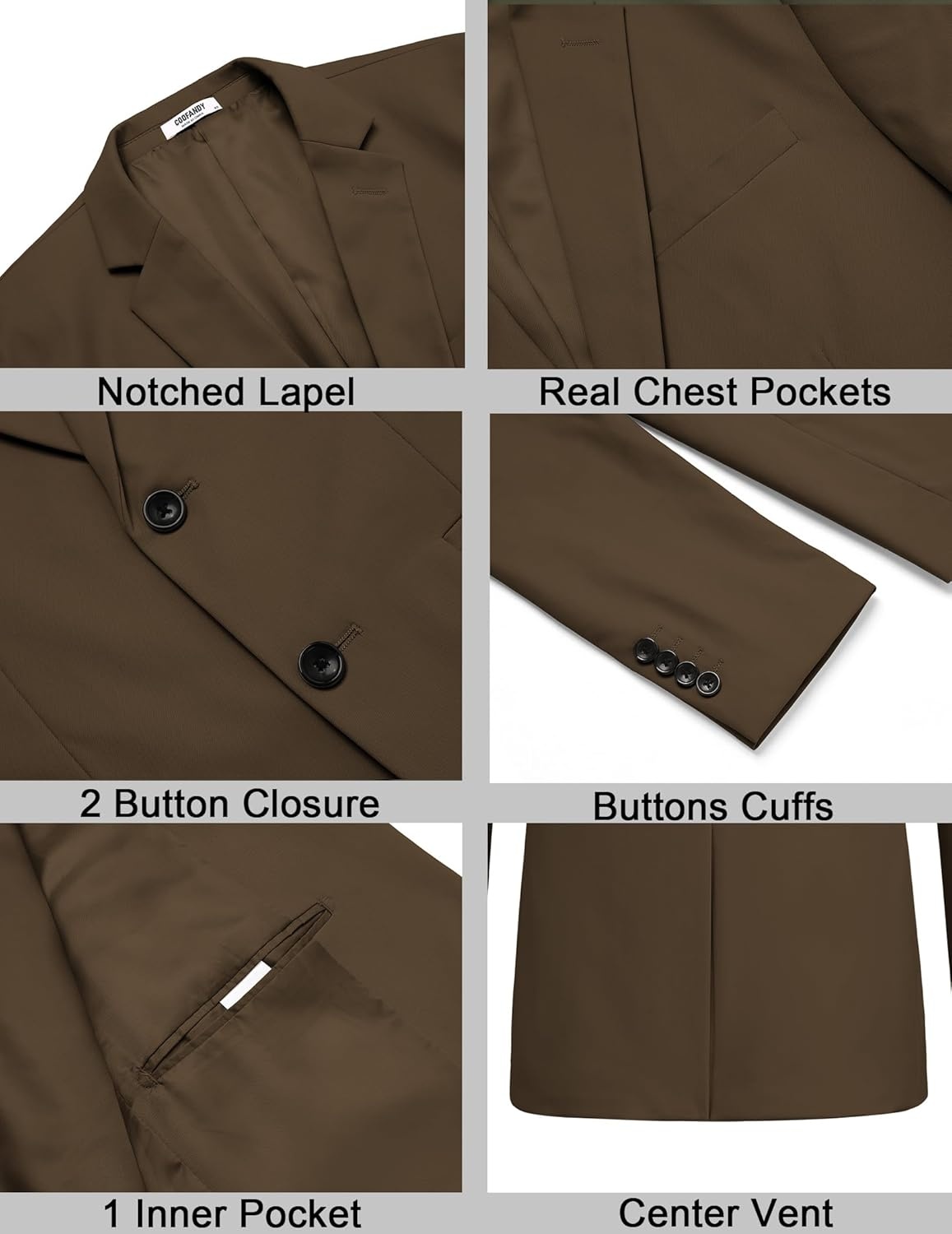 imageCOOFANDY Mens Sport Coat Casual Slim Fit Blazer Jacket Lightweight Two Button Suit JacketsBrown