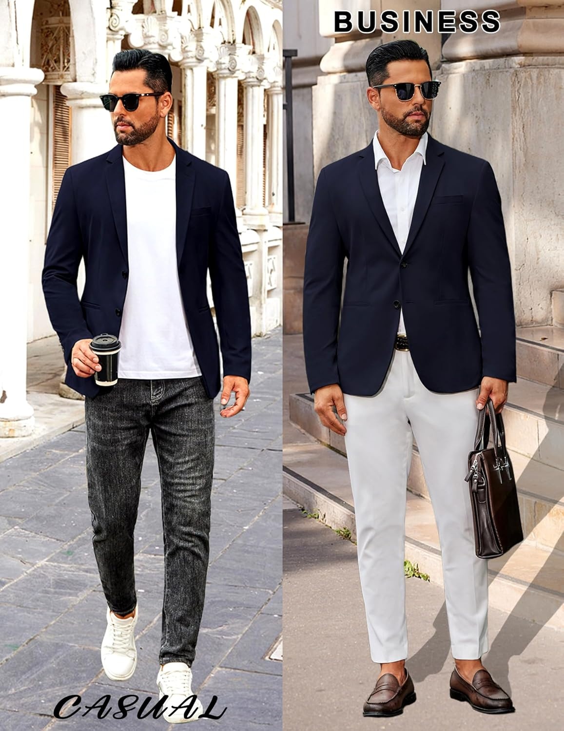 imageCOOFANDY Mens Sport Coat Casual Slim Fit Blazer Jacket Lightweight Two Button Suit JacketsNavy Blue