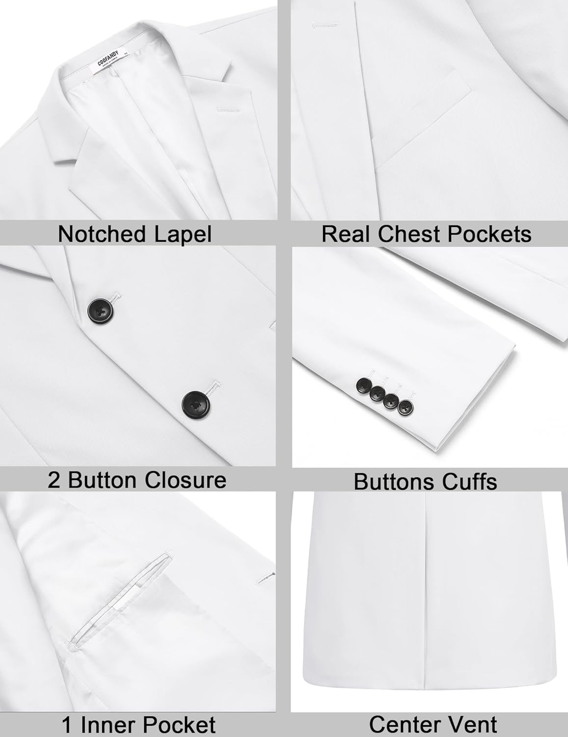 imageCOOFANDY Mens Sport Coat Casual Slim Fit Blazer Jacket Lightweight Two Button Suit JacketsWhite