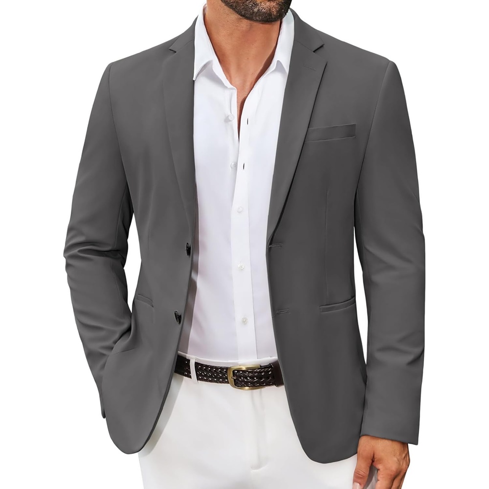imageCOOFANDY Mens Sport Coat Casual Slim Fit Blazer Jacket Lightweight Two Button Suit JacketsDark Grey