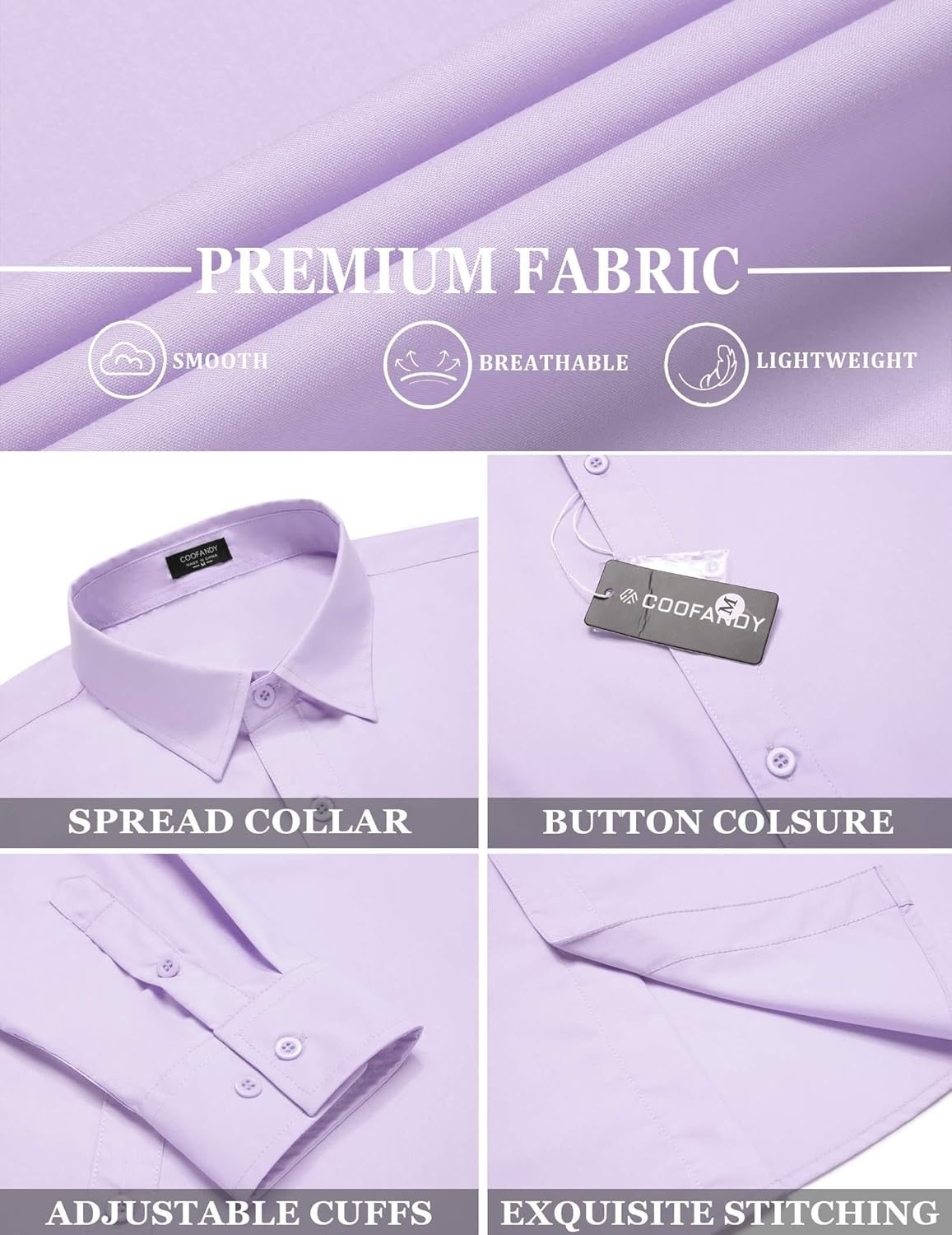 imageCOOFANDY Mens Rose Shiny Shirt Luxury Flowered Printed Button Down ShirtLight Purple