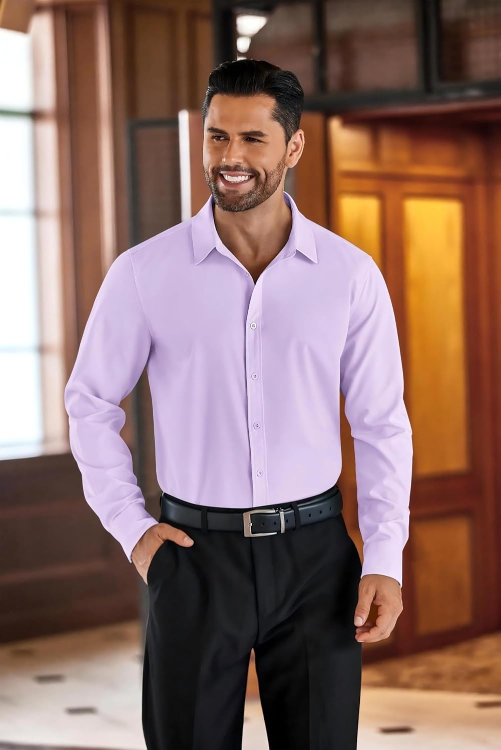 imageCOOFANDY Mens Rose Shiny Shirt Luxury Flowered Printed Button Down ShirtLight Purple