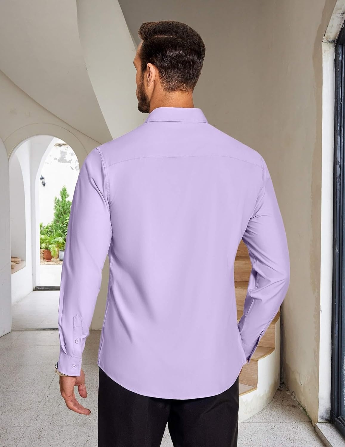 imageCOOFANDY Mens Rose Shiny Shirt Luxury Flowered Printed Button Down ShirtLight Purple