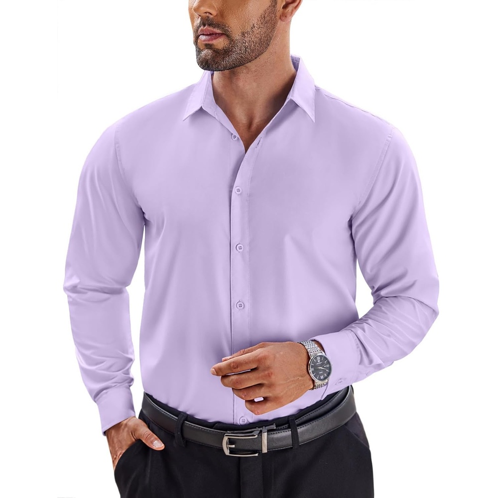 imageCOOFANDY Mens Rose Shiny Shirt Luxury Flowered Printed Button Down ShirtLight Purple