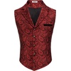 COOFANDY Men’s Suit Vest Paisley Floral Victorian Vests Gothic Steampunk Formal Waistcoat Tuxedo Vests with Notched Lapels(Red)