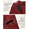 COOFANDY Men’s Suit Vest Paisley Floral Victorian Vests Gothic Steampunk Formal Waistcoat Tuxedo Vests with Notched Lapels(Red)