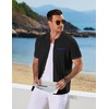 COOFANDY Men’s Knit Button Down Shirt 2025 Vintage Short Sleeve Polo Shirt Casual Beach Tops(Black)