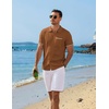 COOFANDY Men’s Knit Button Down Shirt 2025 Vintage Short Sleeve Polo Shirt Casual Beach Tops(Brown)