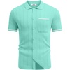 COOFANDY Men’s Knit Button Down Shirt 2025 Vintage Short Sleeve Polo Shirt Casual Beach Tops(Ceramic Green)