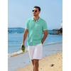 COOFANDY Men’s Knit Button Down Shirt 2025 Vintage Short Sleeve Polo Shirt Casual Beach Tops(Ceramic Green)