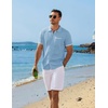 COOFANDY Men’s Knit Button Down Shirt 2025 Vintage Short Sleeve Polo Shirt Casual Beach Tops(Clear Blue)