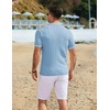 COOFANDY Men’s Knit Button Down Shirt 2025 Vintage Short Sleeve Polo Shirt Casual Beach Tops(Clear Blue)