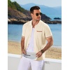 COOFANDY Men’s Knit Button Down Shirt 2025 Vintage Short Sleeve Polo Shirt Casual Beach Tops(Cream)