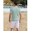 COOFANDY Men’s Knit Button Down Shirt 2025 Vintage Short Sleeve Polo Shirt Casual Beach Tops(Ice Green)